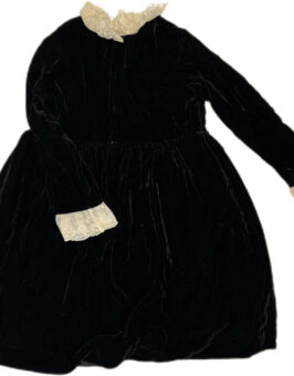 Bonpoint Velvet Dress with Lace Trim