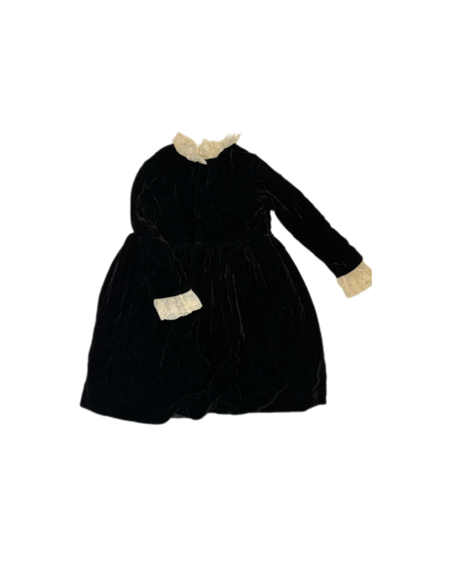 Bonpoint Velvet Dress with Lace Trim